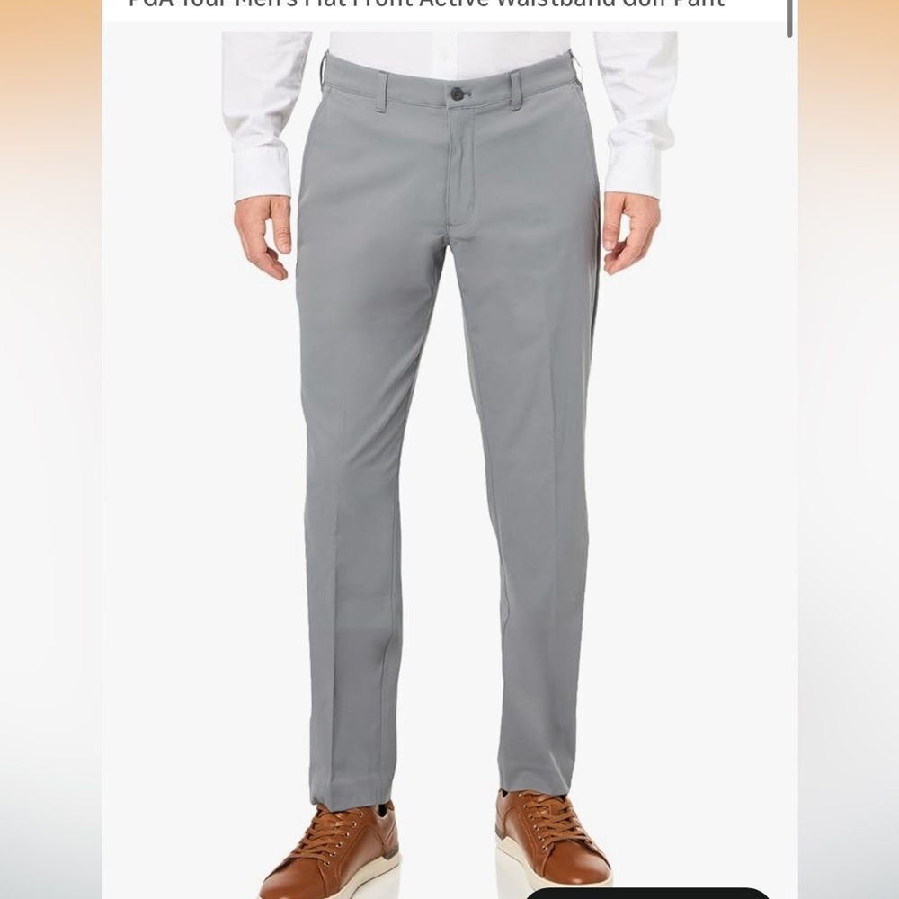 NEW PGA Tour Men’s Flat Front Active Gripper Waistband Golf Pants Gray 40x30